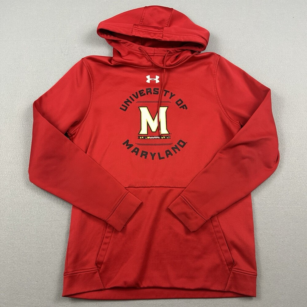 Maryland Terrapins Hoodie Men Small Red Under Armour Pullover Sweatshirt NCAA S